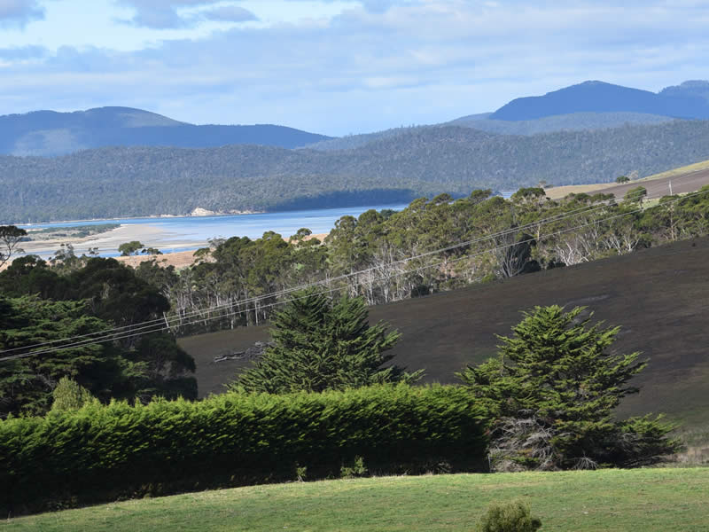 View looking south over Blackman Lagoon, to Bangor and ranges on the Forestier Peninsula. Photo: Gordon Harrison-Williams.